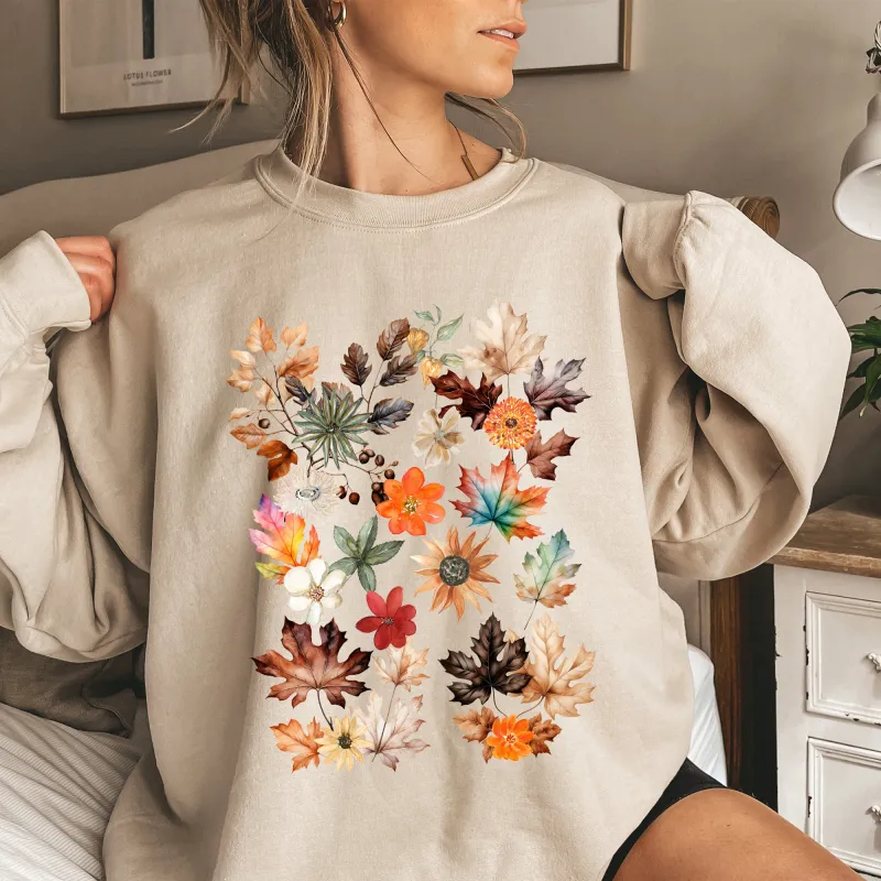 Lush Leaves Artistic Floral Print Sweatshirt made by Refinery Number One