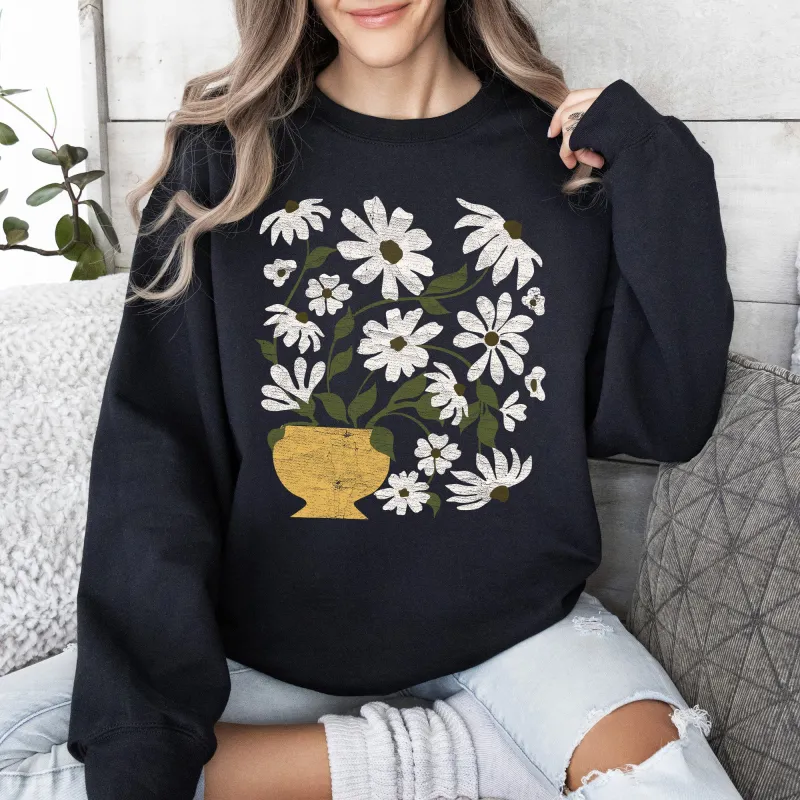 Daisies, Retro Floral Design Sweatshirt sold by Refinery Number One