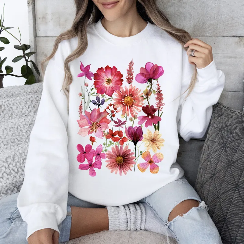 Vibrant Pressed Flower Sweatshirt sold by Refinery Number One