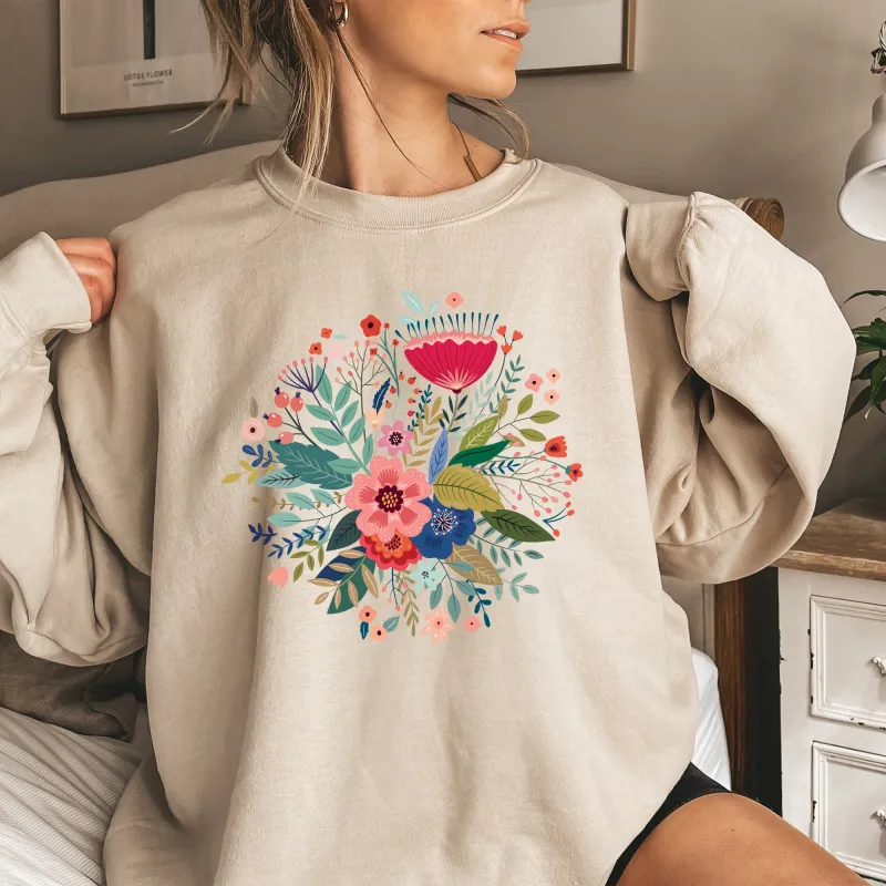 Circular Floral Folk Art Sweatshirt sold by Refinery Number One