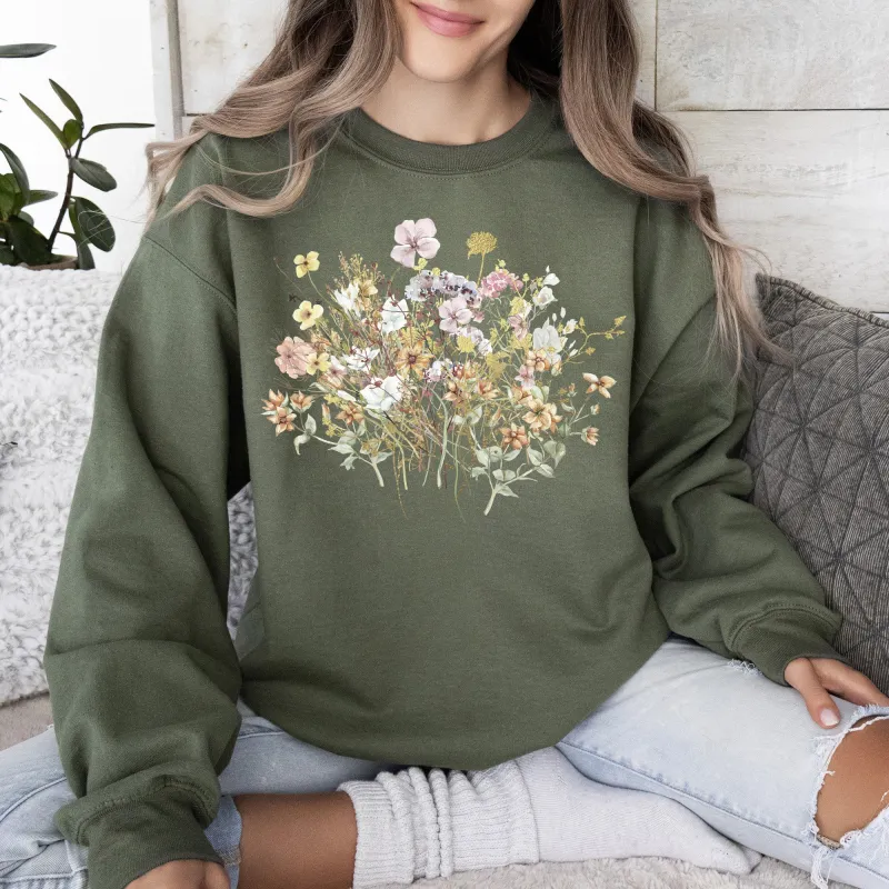 Meadow, Pressed Flowers Sweatshirt sold by Refinery Number One