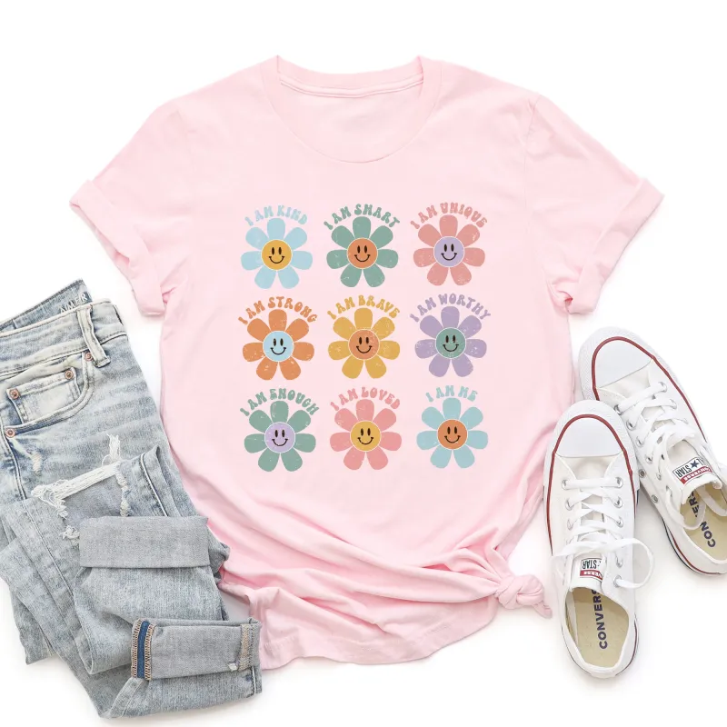 Positive Affirmations, Daisy, Retro, Super Soft Tshirt sold by Refinery Number One