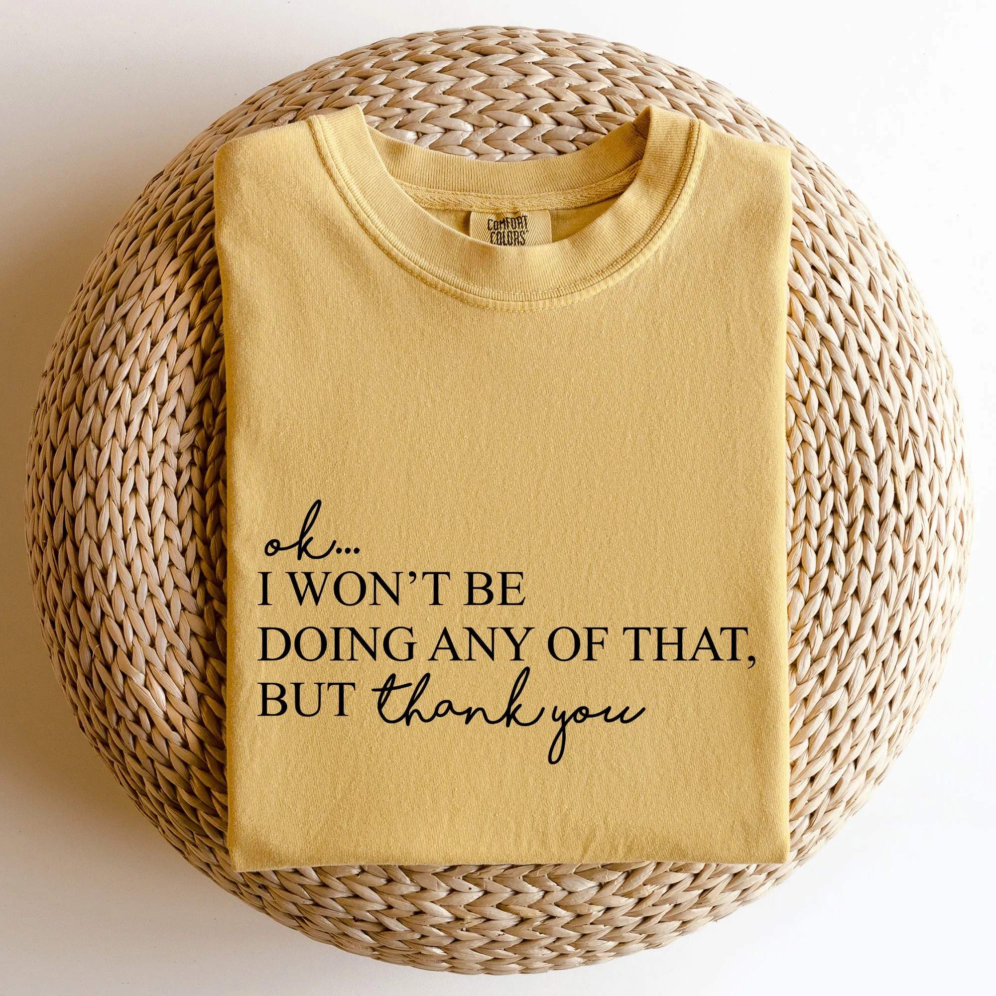 Ok I Won't Be Doing Any Of That But Thank You, Schitts, Alexis, David, Show, Comfort Colors Tshirt sold by Refinery Number One product image thumbnail 2