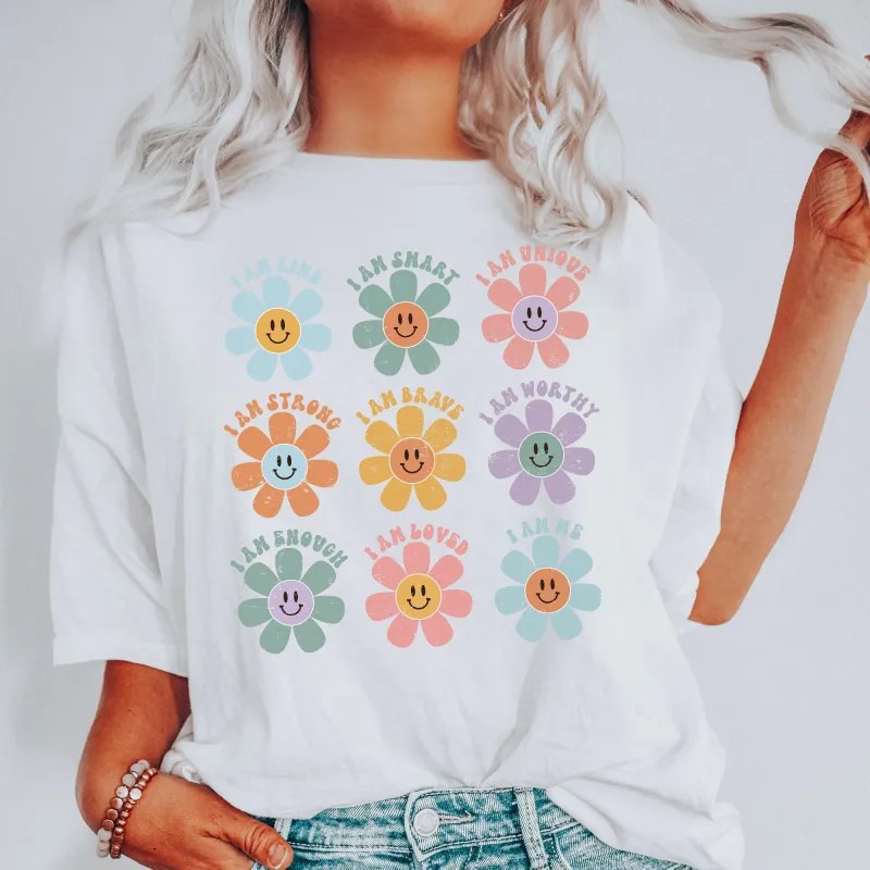 Positive Affirmations, Daisy, Retro, Comfort Colors Tshirt sold by Refinery Number One