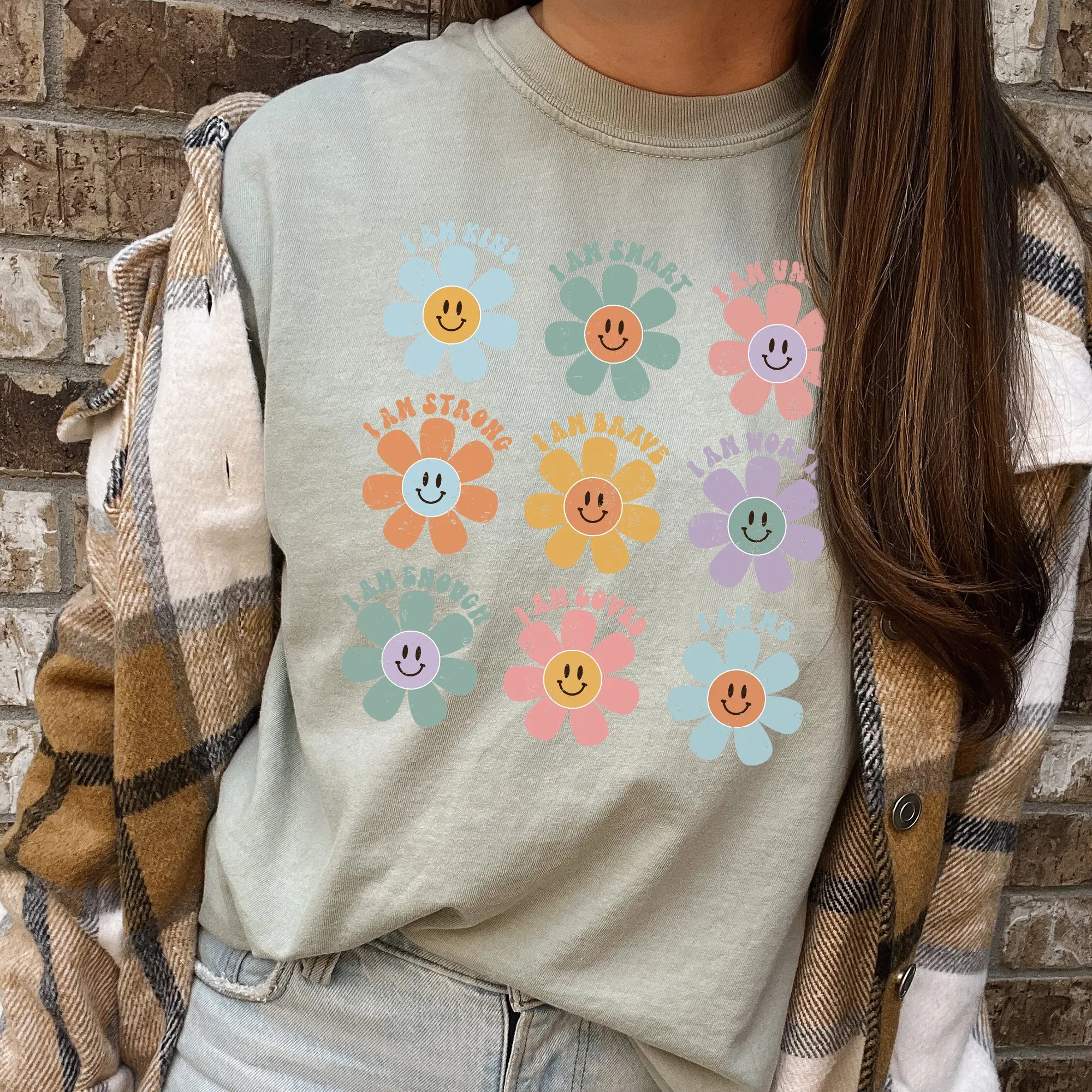 Positive Affirmations, Daisy, Retro, Comfort Colors Tshirt sold by Refinery Number One product image thumbnail 5