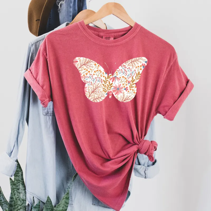 Floral Butterfly Comfort Colors Tshirt sold by Refinery Number One