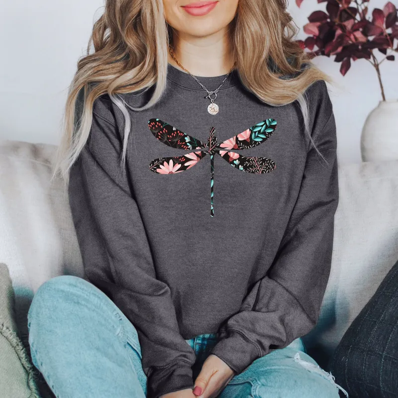 Floral Print Dragonfly Sweatshirt sold by Refinery Number One
