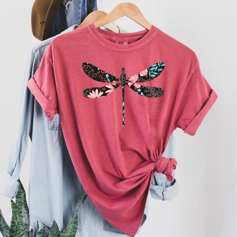 Floral Print Dragonfly Comfort Colors Tshirt sold by Refinery Number One