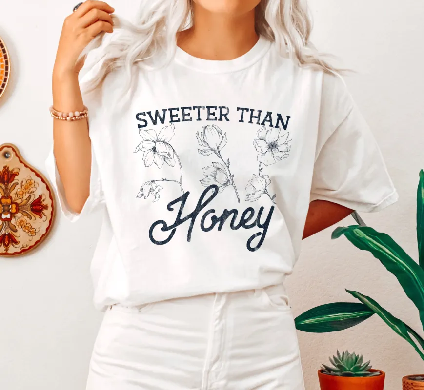 Sweeter Than Honey Floral Chic Comfort Colors Tshirt sold by Refinery Number One