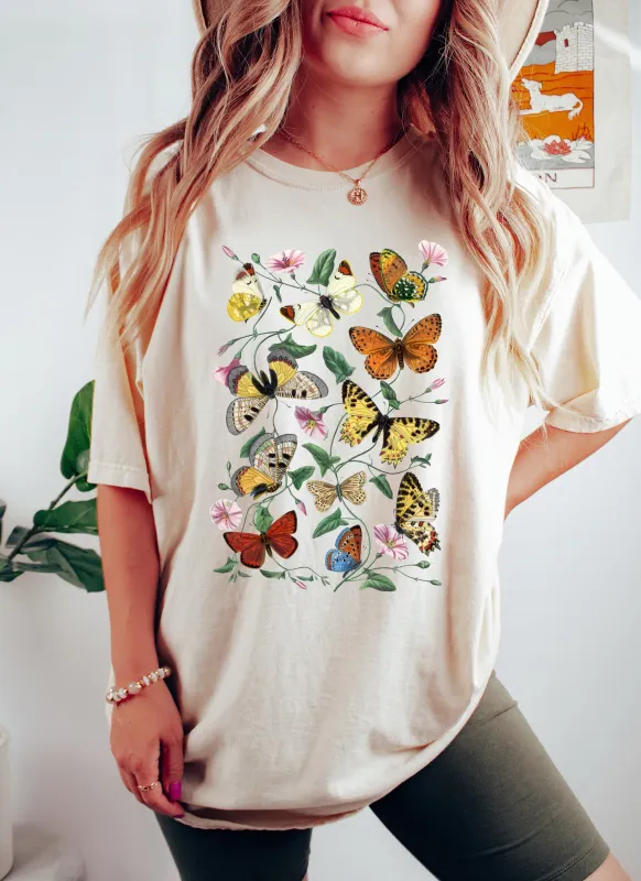 Butterflies and Flowers Pattern Comfort Colors Tshirt sold by Refinery Number One
