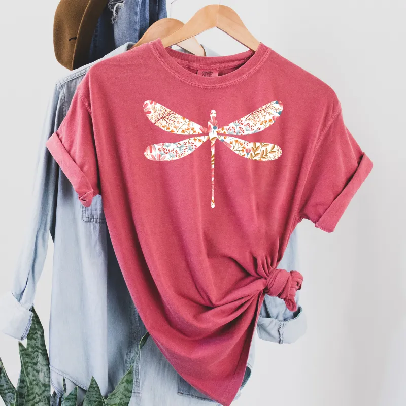 Botanical Print Dragonfly Floral Comfort Colors Tshirt sold by Refinery Number One