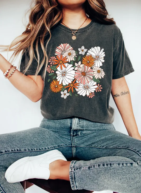 Boho Chic Wildflower Floral Comfort Colors Tshirt sold by Refinery Number One