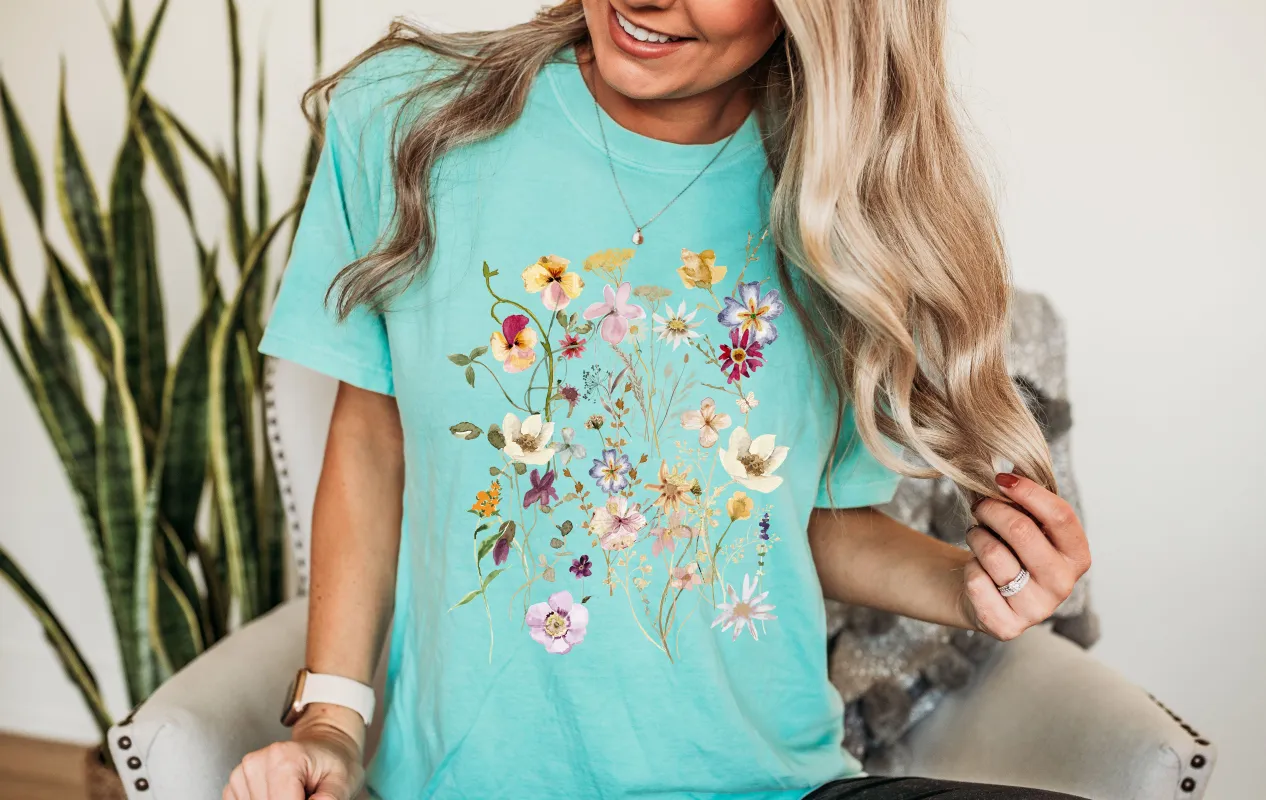 Wildflower Vintage Floral Mix Botanical Comfort Colors Tshirt sold by Refinery Number One