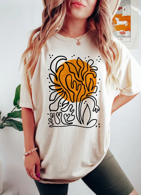 Abstract Stylized Sun and Flowers Comfort Colors Tshirt sold by Refinery Number One