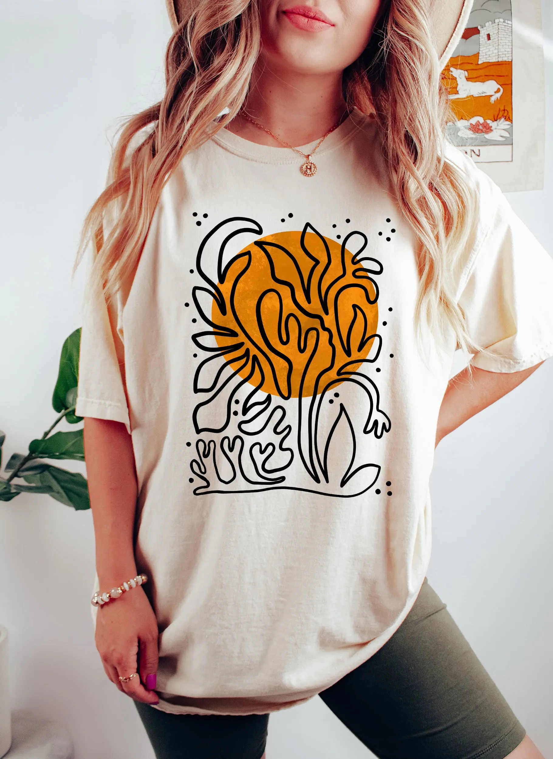 Abstract Stylized Sun and Flowers Comfort Colors Tshirt sold by Refinery Number One