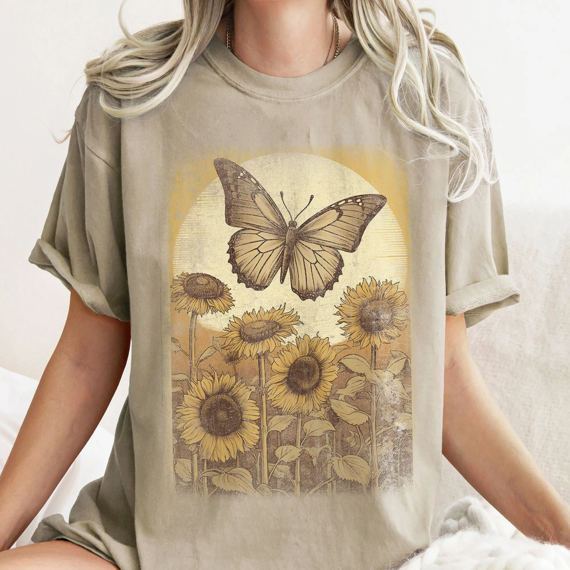 Vintage Butterfly Sunflowers Comfort Colors Tshirt sold by Refinery Number One