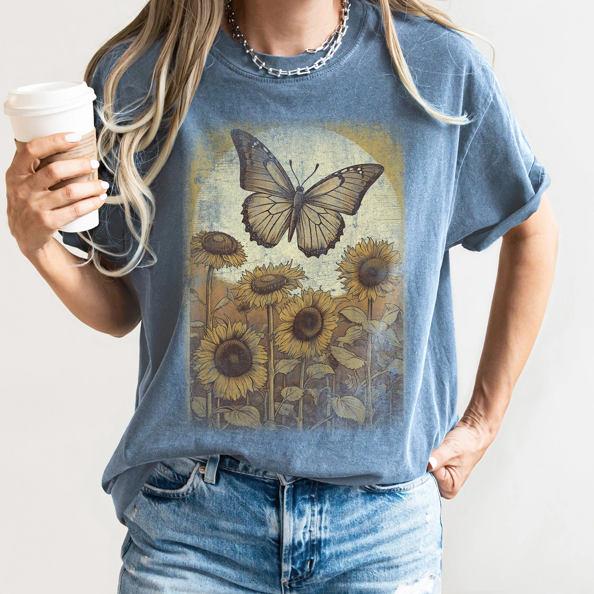 Vintage Butterfly Sunflowers Comfort Colors Tshirt sold by Refinery Number One product image thumbnail 4
