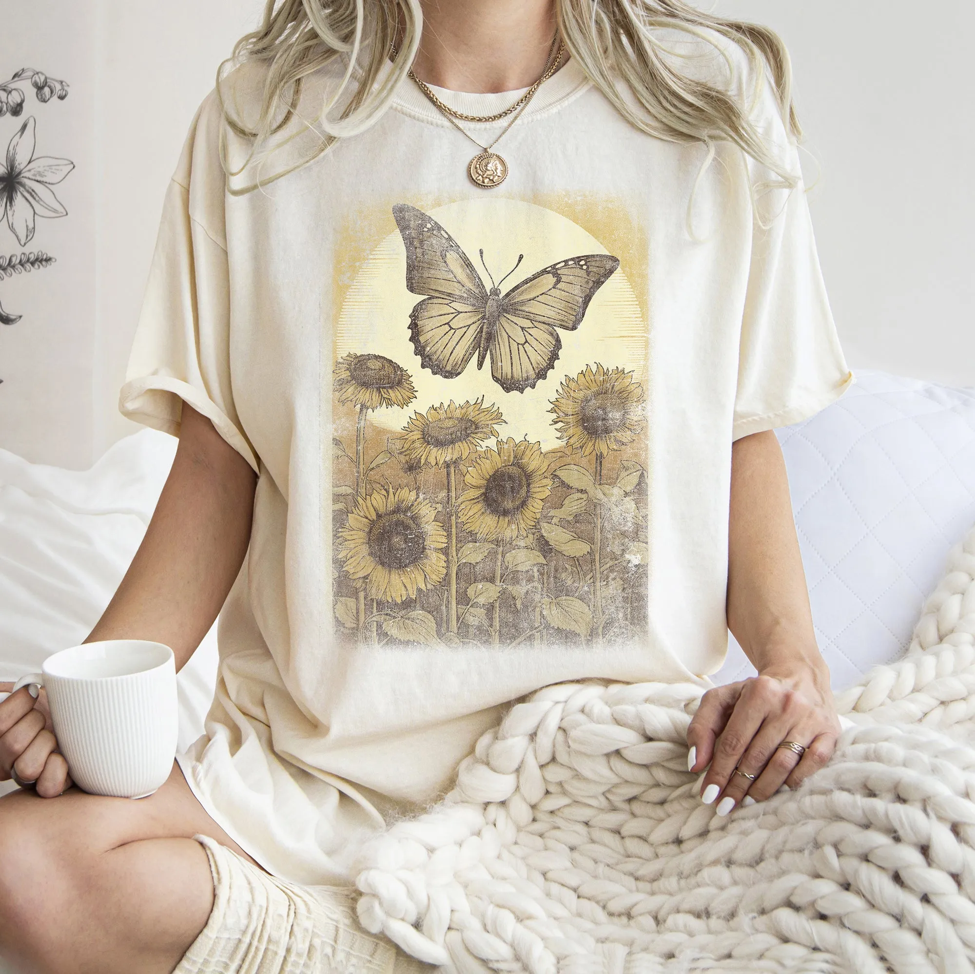 Vintage Butterfly Sunflowers Comfort Colors Tshirt sold by Refinery Number One product image thumbnail 5