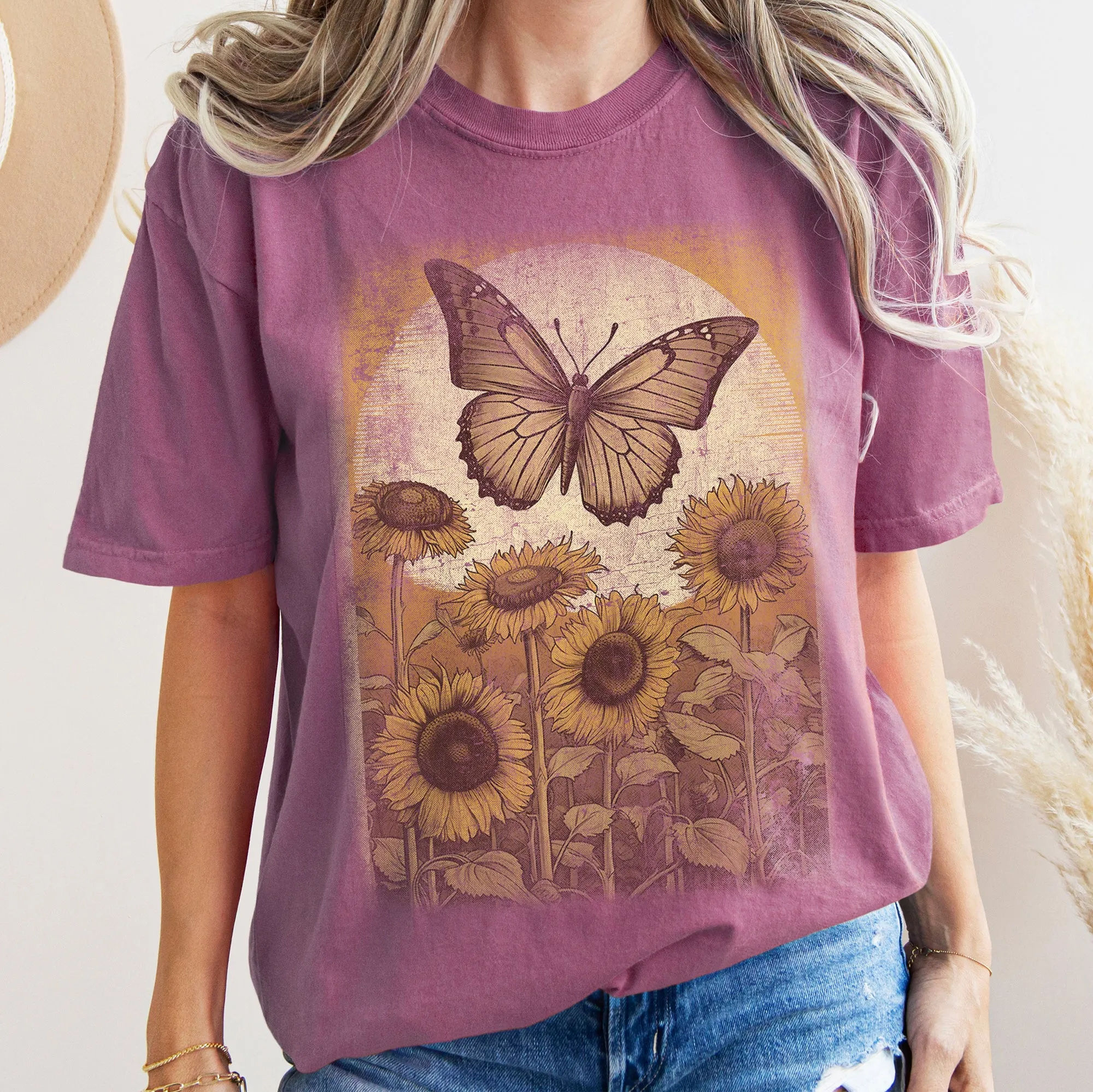 Vintage Butterfly Sunflowers Comfort Colors Tshirt sold by Refinery Number One product image thumbnail 2