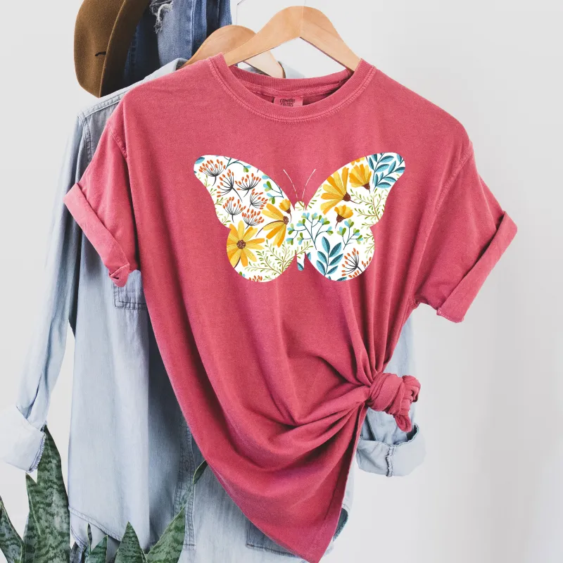 Floral Butterfly Pattern Comfort Colors Tshirt sold by Refinery Number One