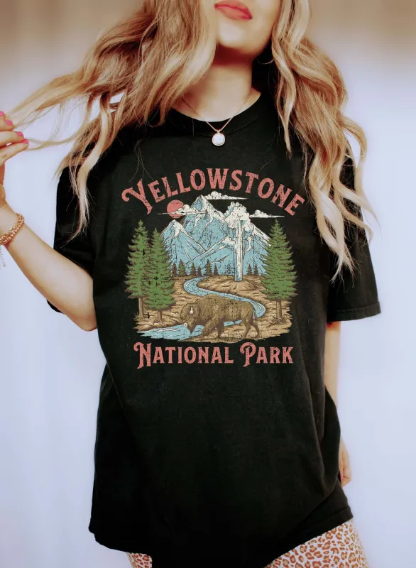 Yellowstone National Park Retro Comfort Colors Tshirt sold by Refinery Number One