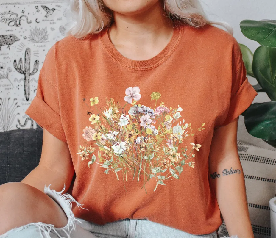 Wildflower Mix Floral Boho Comfort Colors Tshirt sold by Refinery Number One