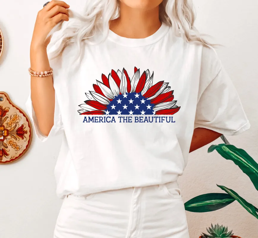 America The Beautiful Sunflower Comfort Colors Tshirt sold by Refinery Number One