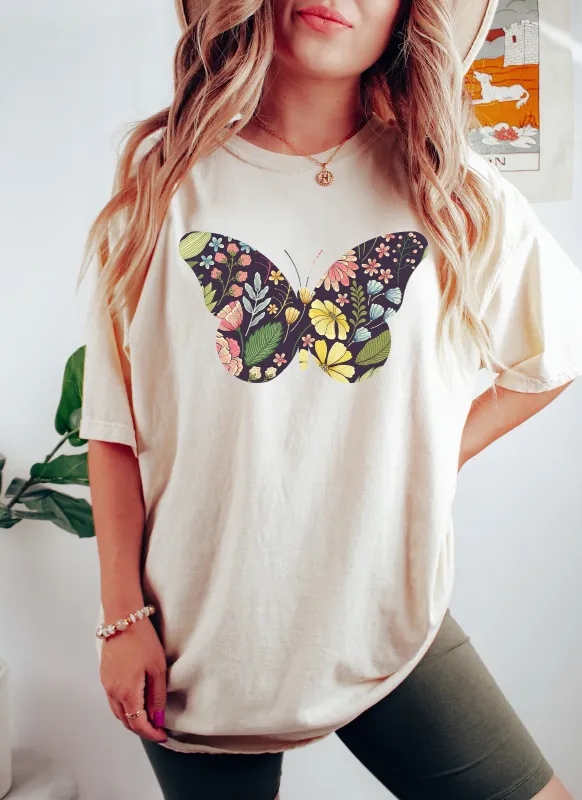 Floral Butterfly Comfort Colors Tshirt sold by Refinery Number One