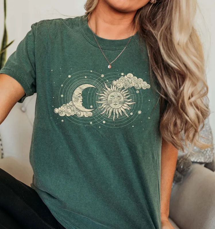 Moon, Sun and Clouds Celestial Comfort Colors Tshirt sold by Refinery Number One