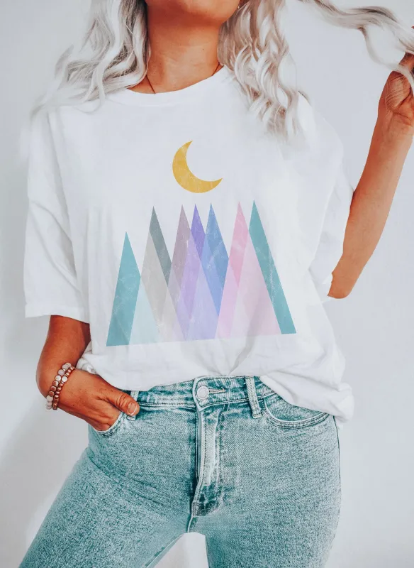 Abstract Pastel Mountains And The Moon Comfort Colors Tshirt sold by Refinery Number One