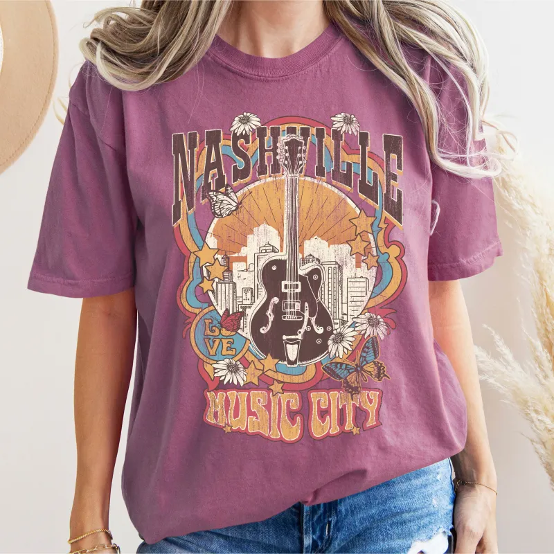 Nashville Music City Colorful Comfort Colors Tshirt sold by Refinery Number One