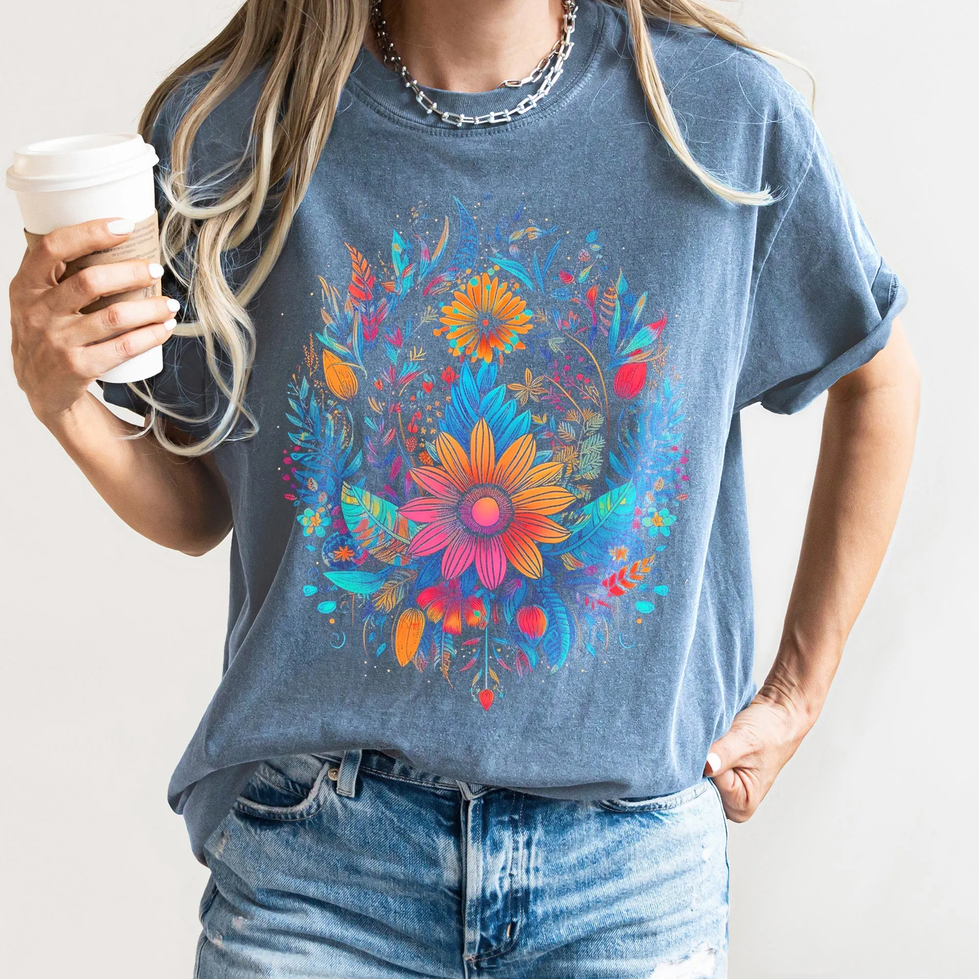 Retro Floral Festival Comfort Colors Tshirt sold by Refinery Number One product image thumbnail 2