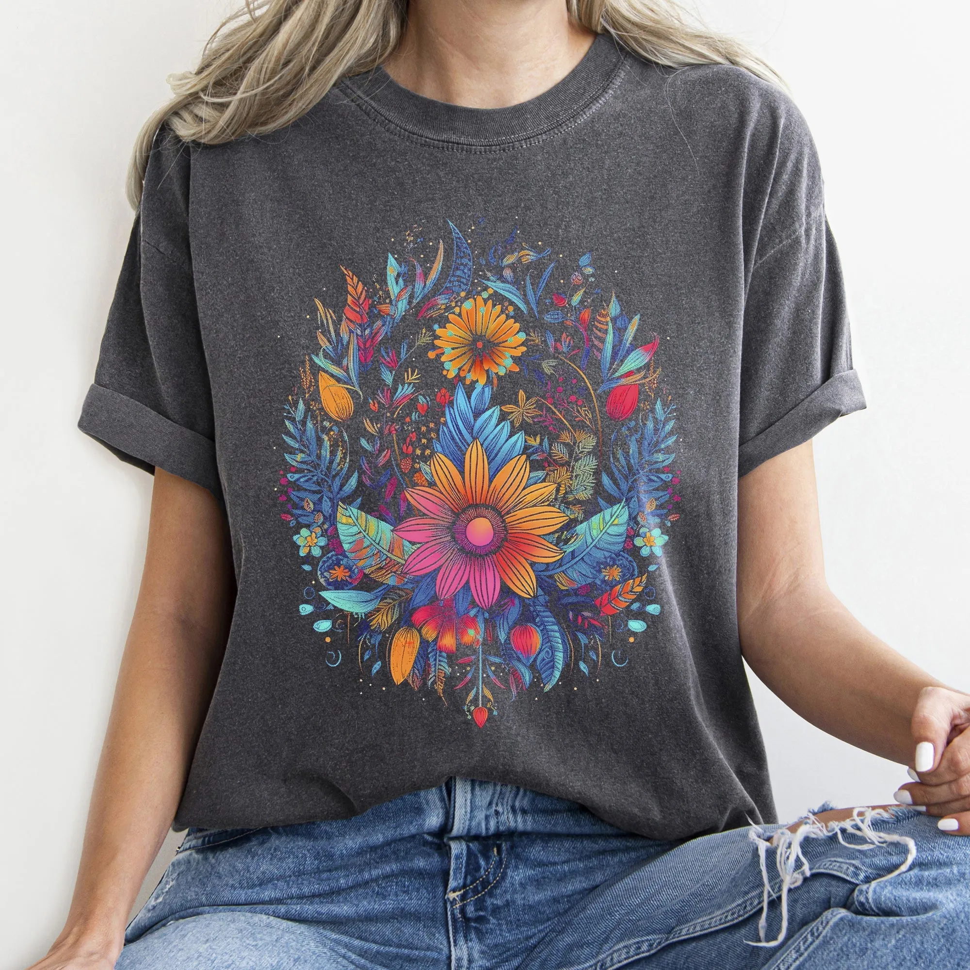 Retro Floral Festival Comfort Colors Tshirt sold by Refinery Number One
