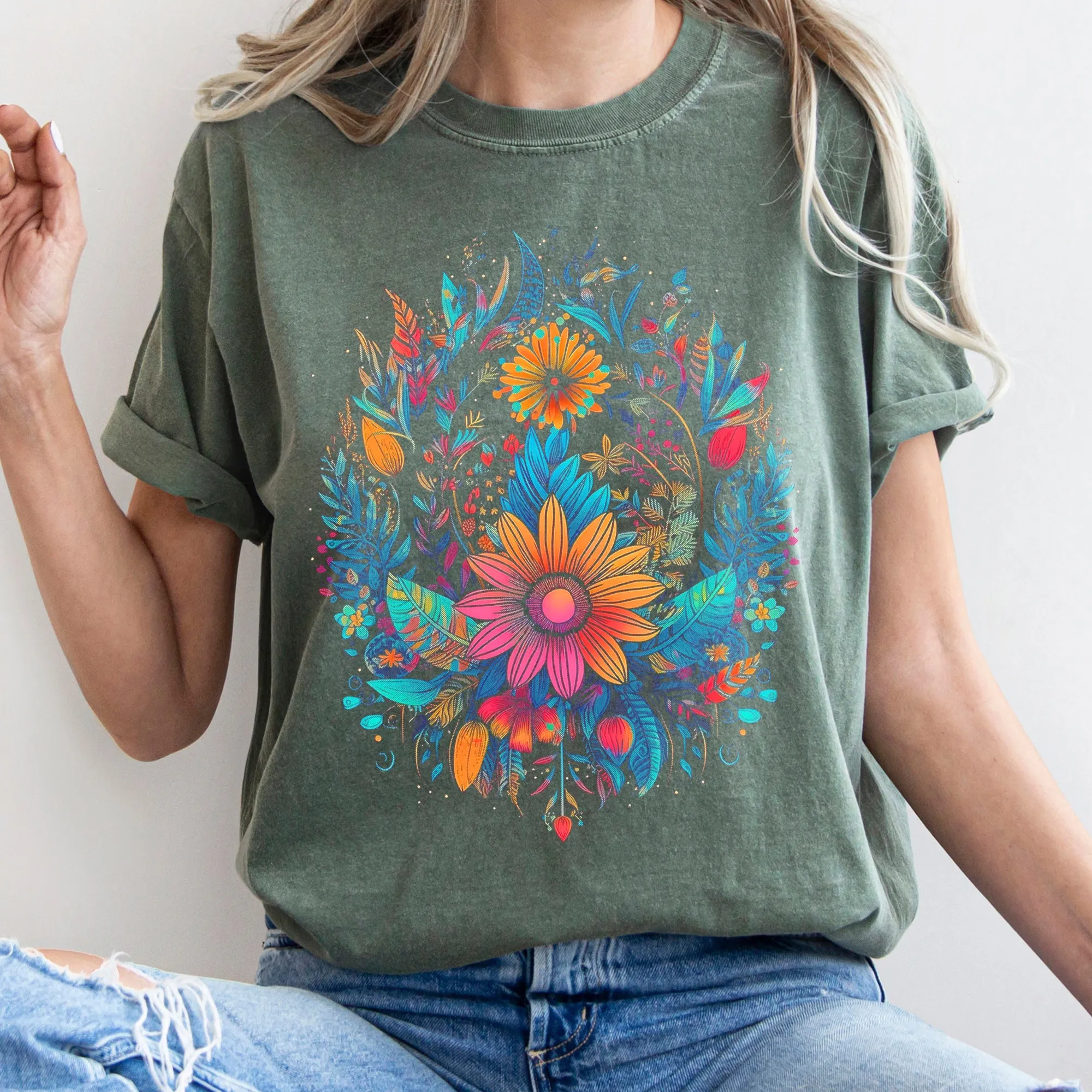 Retro Floral Festival Comfort Colors Tshirt sold by Refinery Number One product image thumbnail 5
