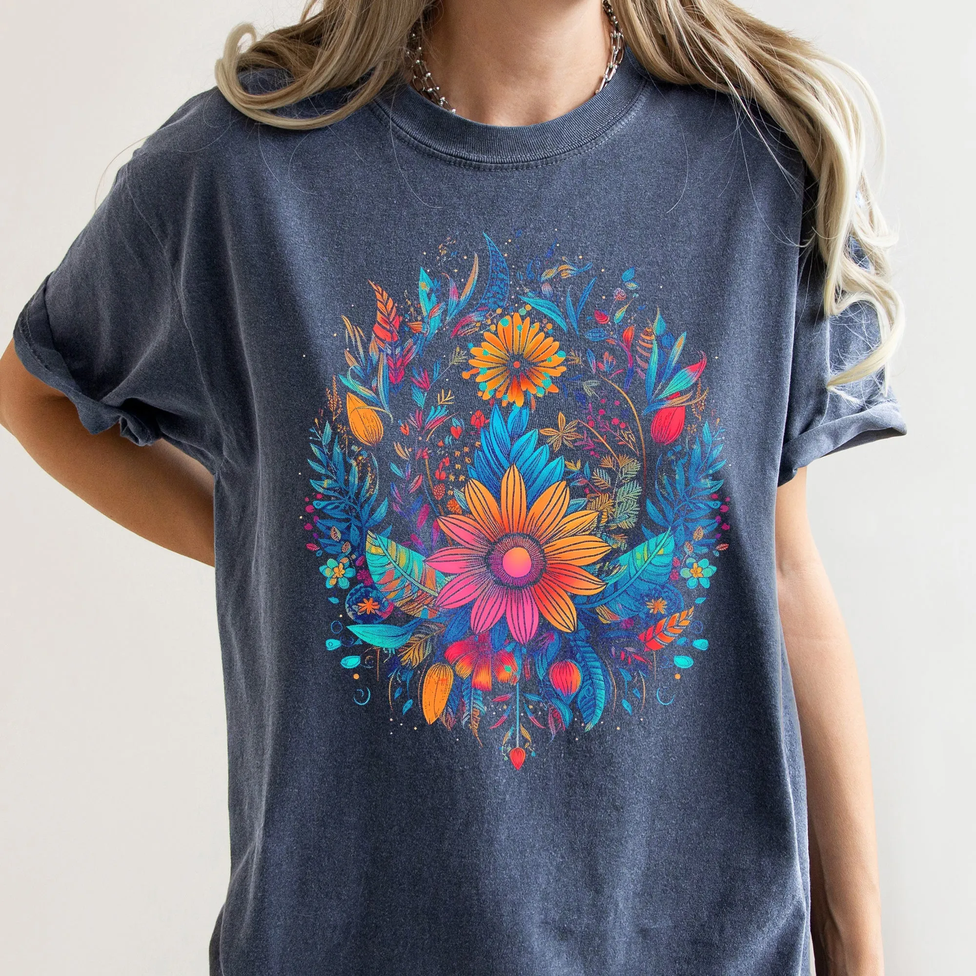 Retro Floral Festival Comfort Colors Tshirt sold by Refinery Number One product image thumbnail 4