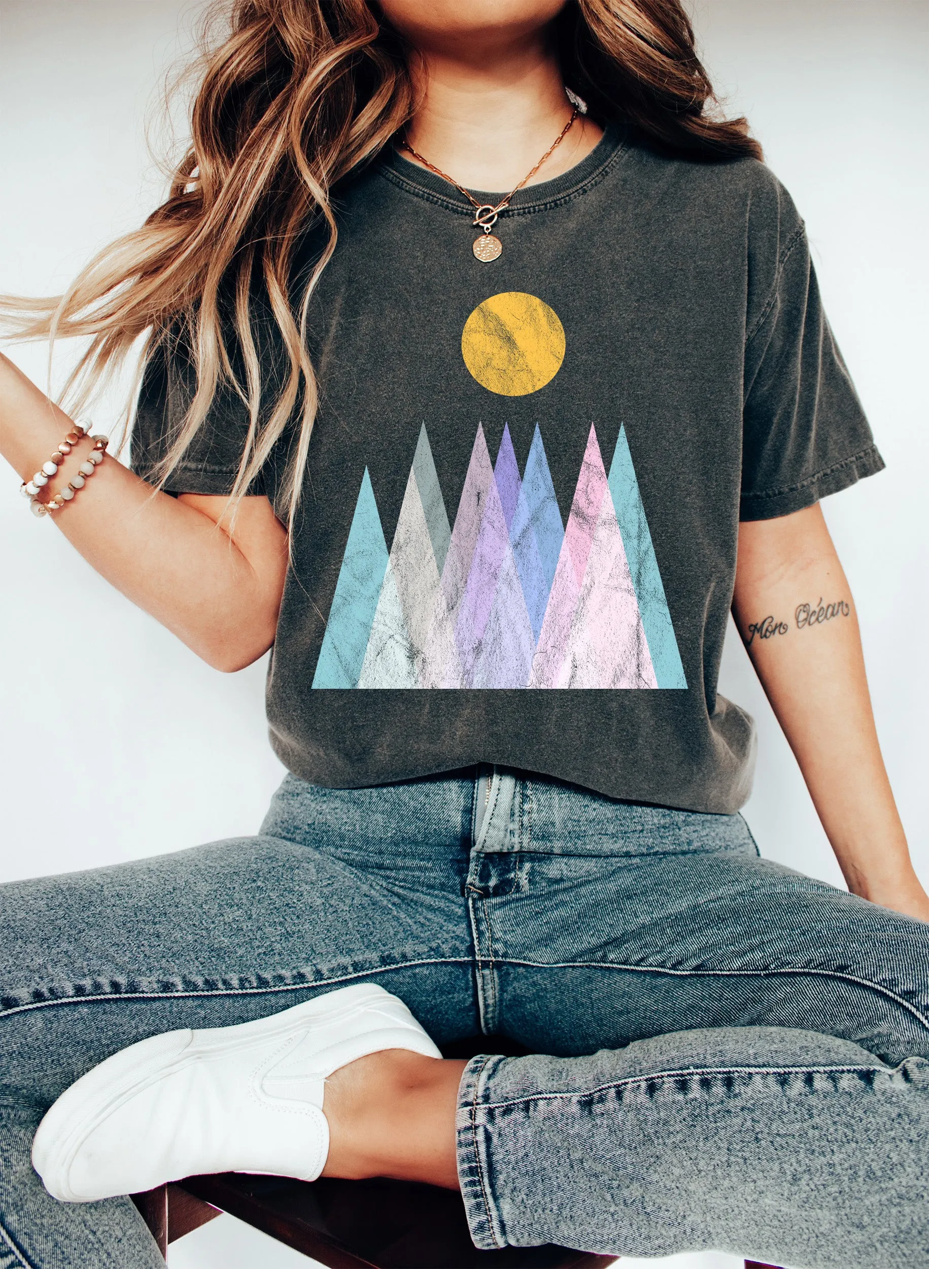 Abstract Pastel Mountains And The Sun Comfort Colors Tshirt sold by Refinery Number One