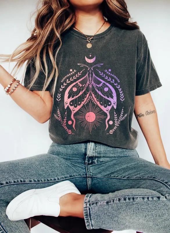 Celestial Moth Sun And Moon Abstract Comfort Colors Tshirt sold by Refinery Number One