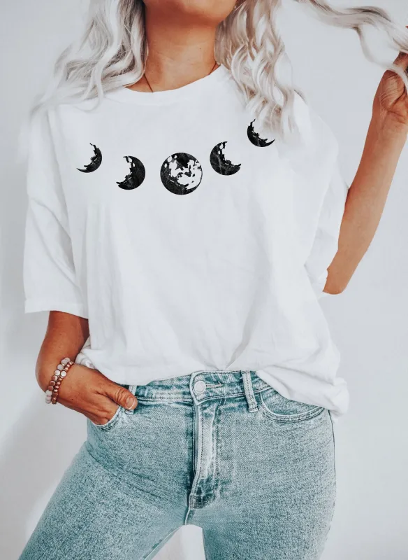 Moon Phases Neckline Celestial Comfort Colors Tshirt made by Refinery Number One
