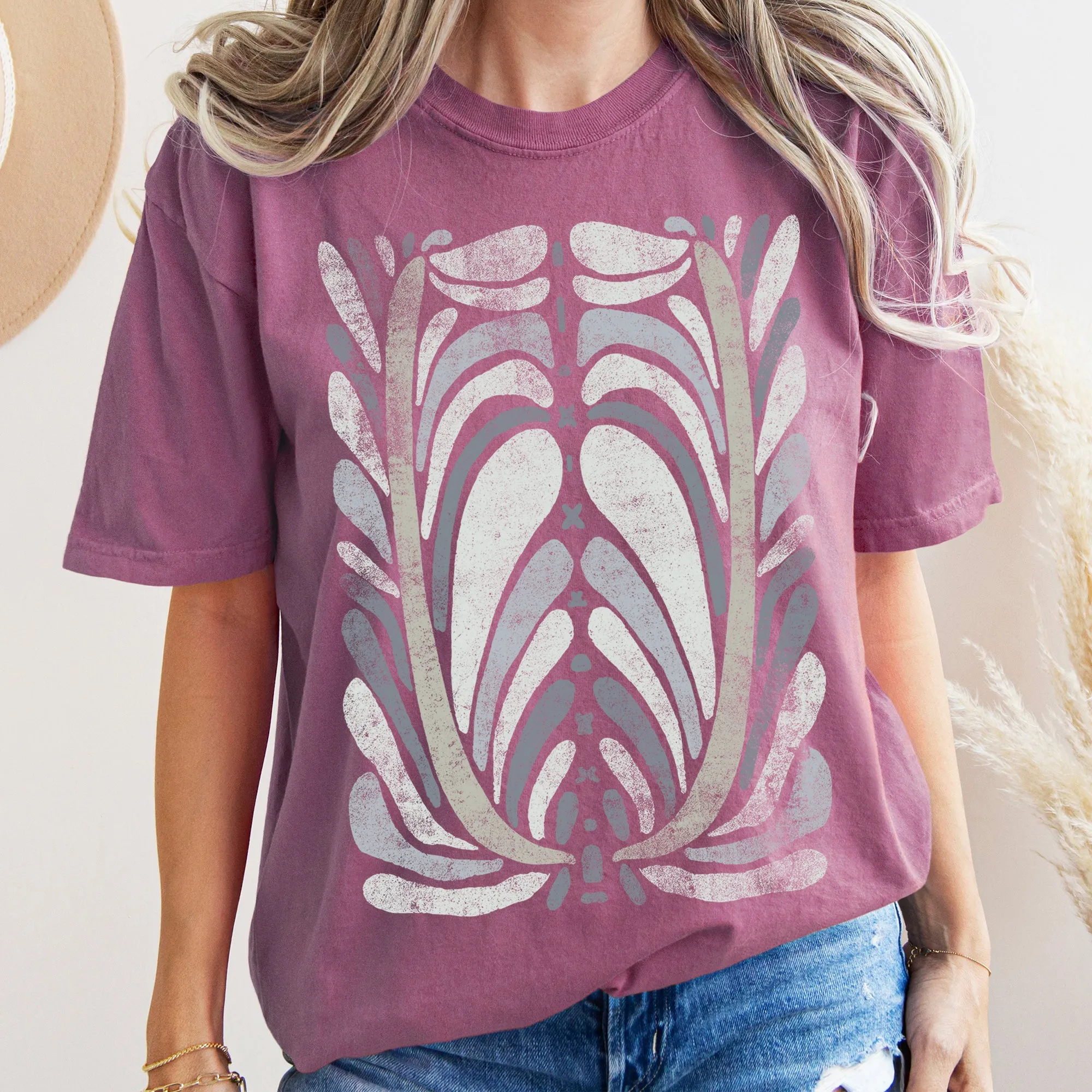 Boho Folk Art Vintage Flower Medallion Floral Motif With Rustic Heritage Charm Comfort Colors Tee sold by Refinery Number One product image thumbnail 3