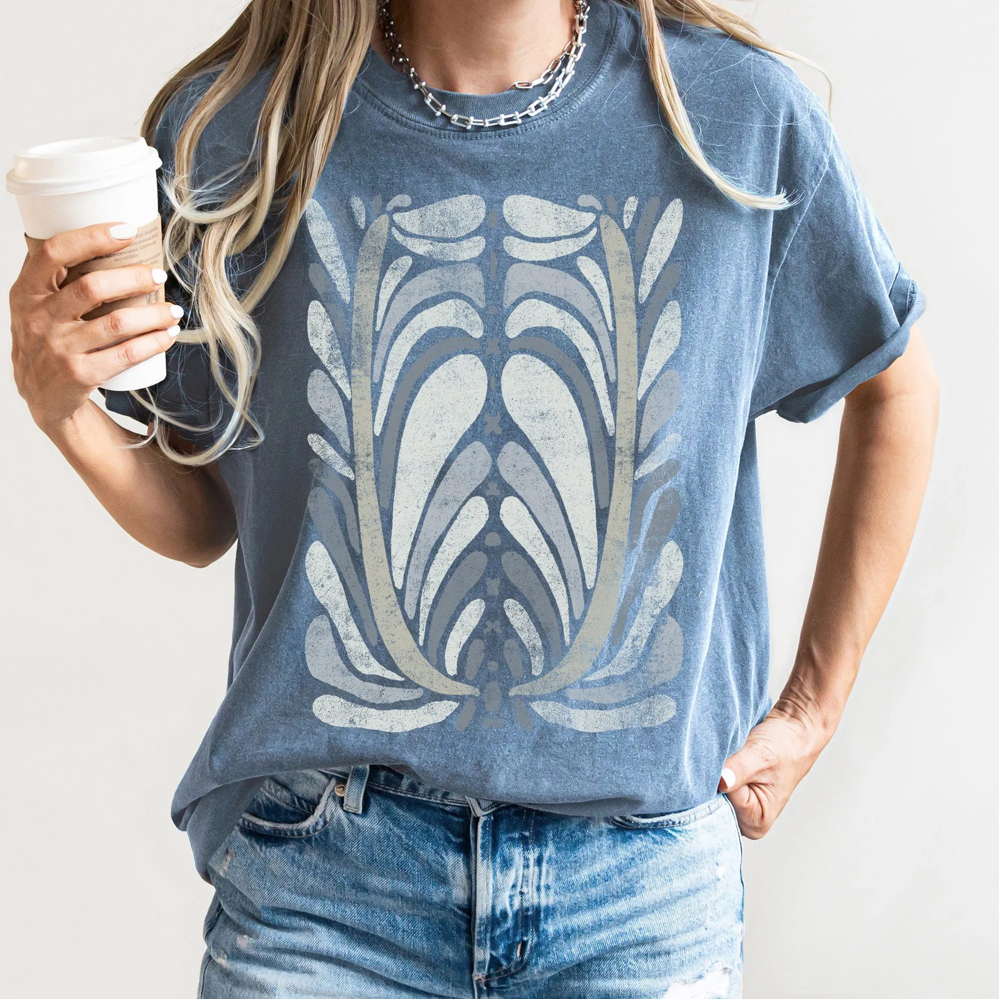 Boho Folk Art Vintage Flower Medallion Floral Motif With Rustic Heritage Charm Comfort Colors Tee sold by Refinery Number One product image thumbnail 4