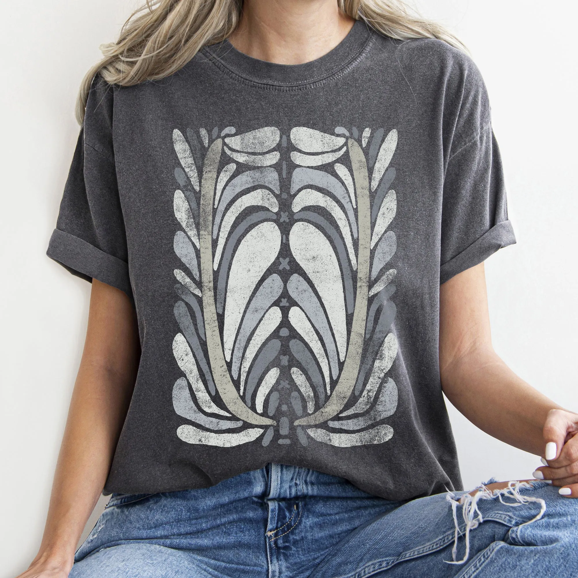 Boho Folk Art Vintage Flower Medallion Floral Motif With Rustic Heritage Charm Comfort Colors Tee sold by Refinery Number One