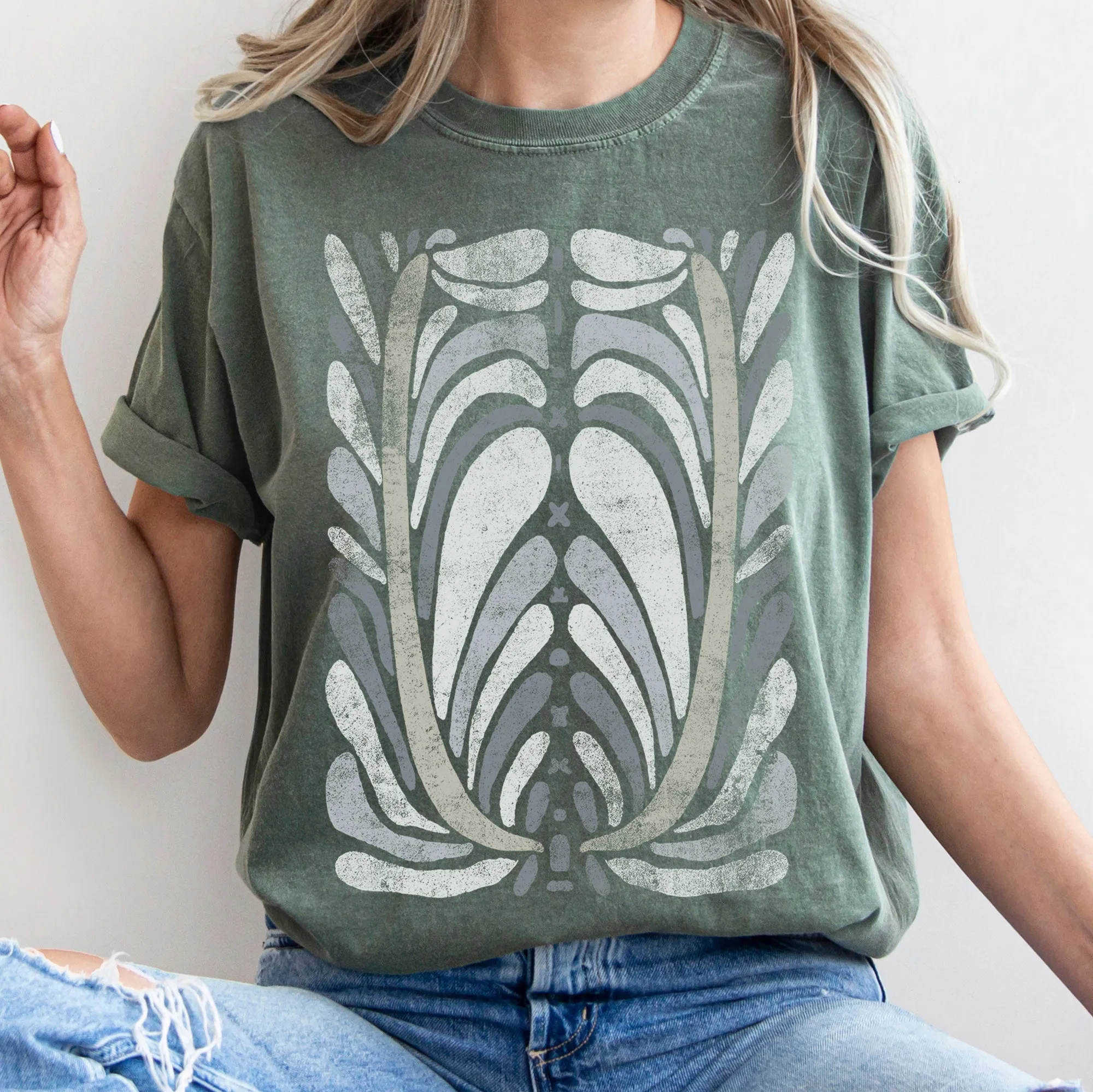 Boho Folk Art Vintage Flower Medallion Floral Motif With Rustic Heritage Charm Comfort Colors Tee sold by Refinery Number One product image thumbnail 2