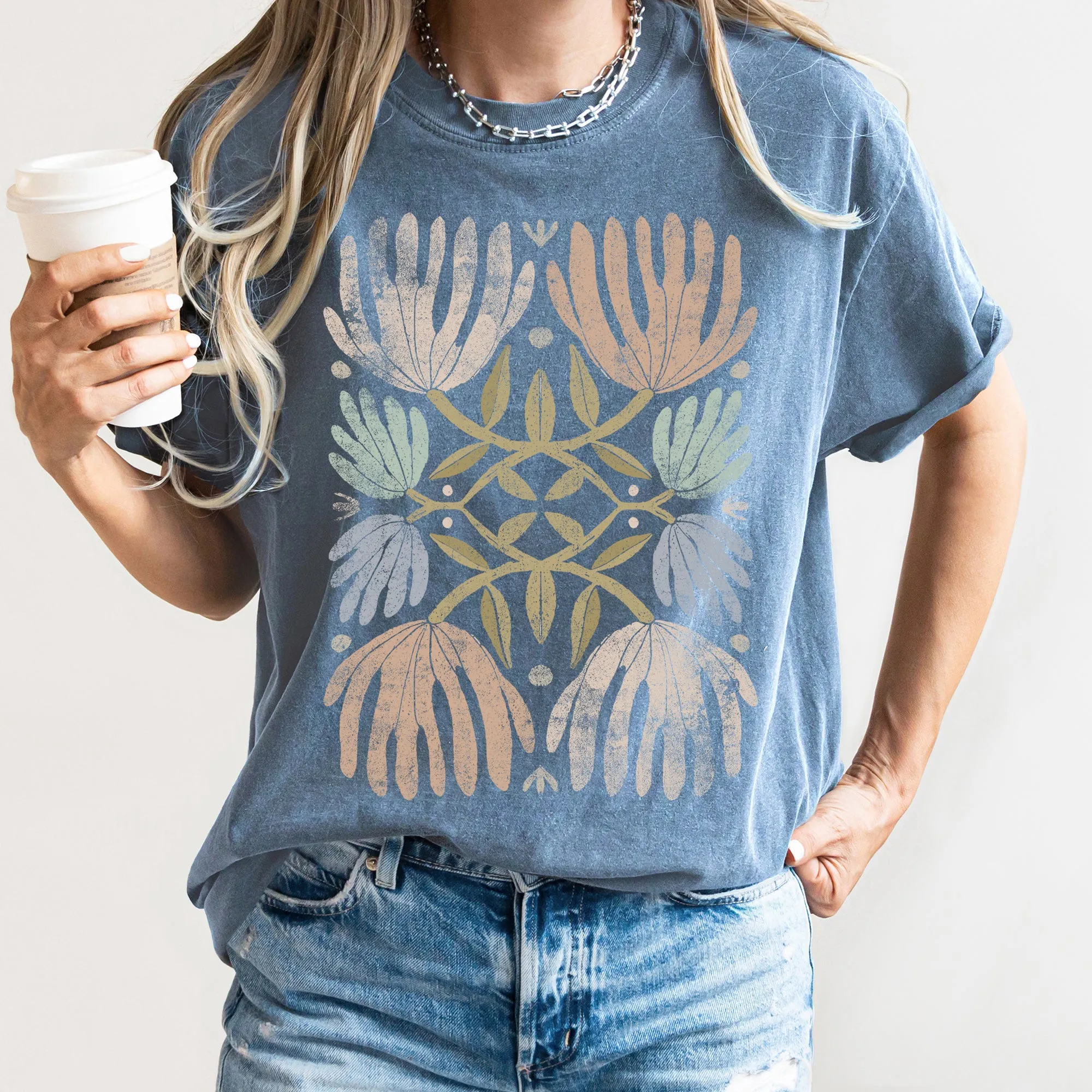 Boho Folk Art Chic Floral Comfort Colors Tshirt sold by Refinery Number One product image thumbnail 5