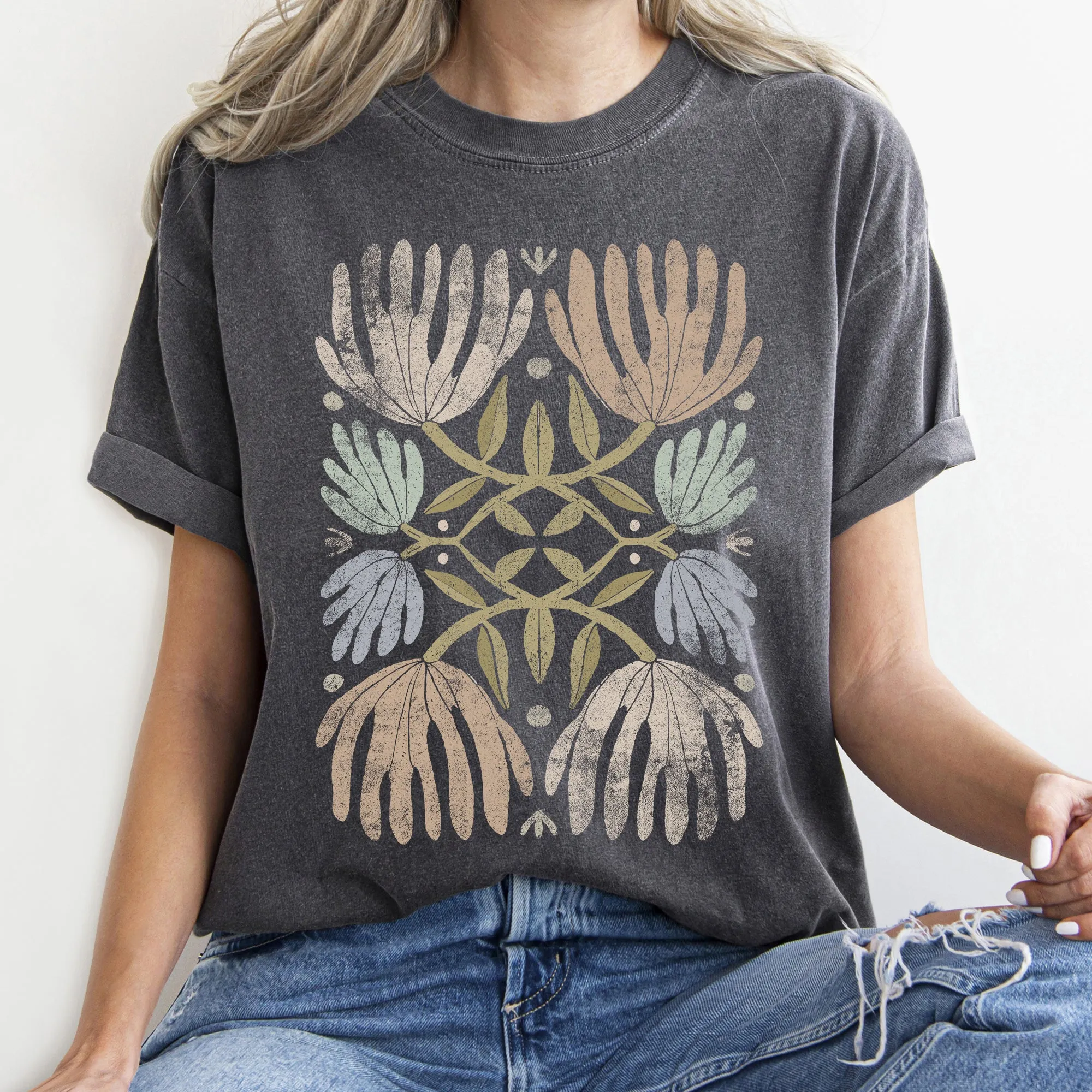 Boho Folk Art Chic Floral Comfort Colors Tshirt sold by Refinery Number One