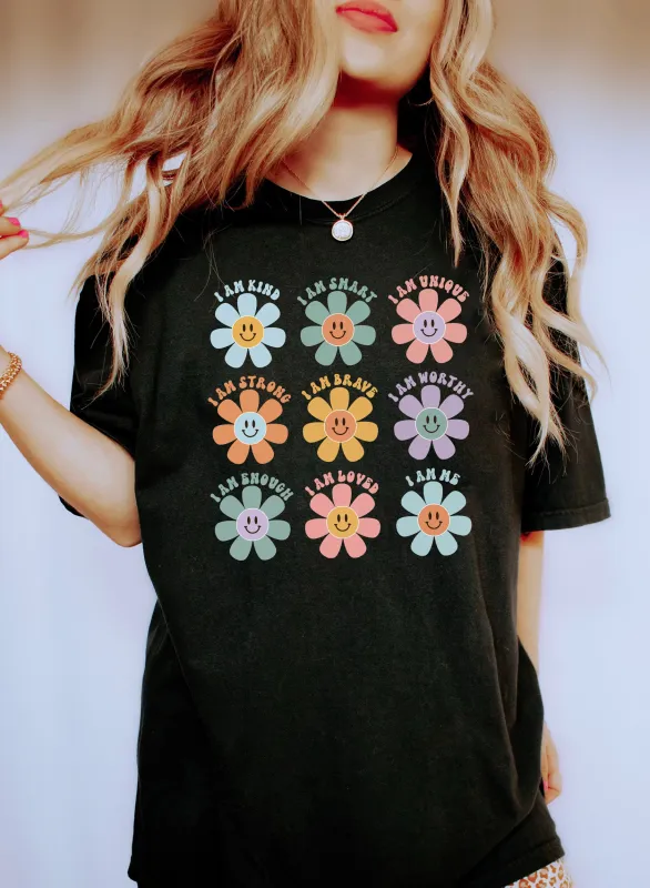 Positive Smiley Daisies Comfort Colors Tshirt sold by Refinery Number One