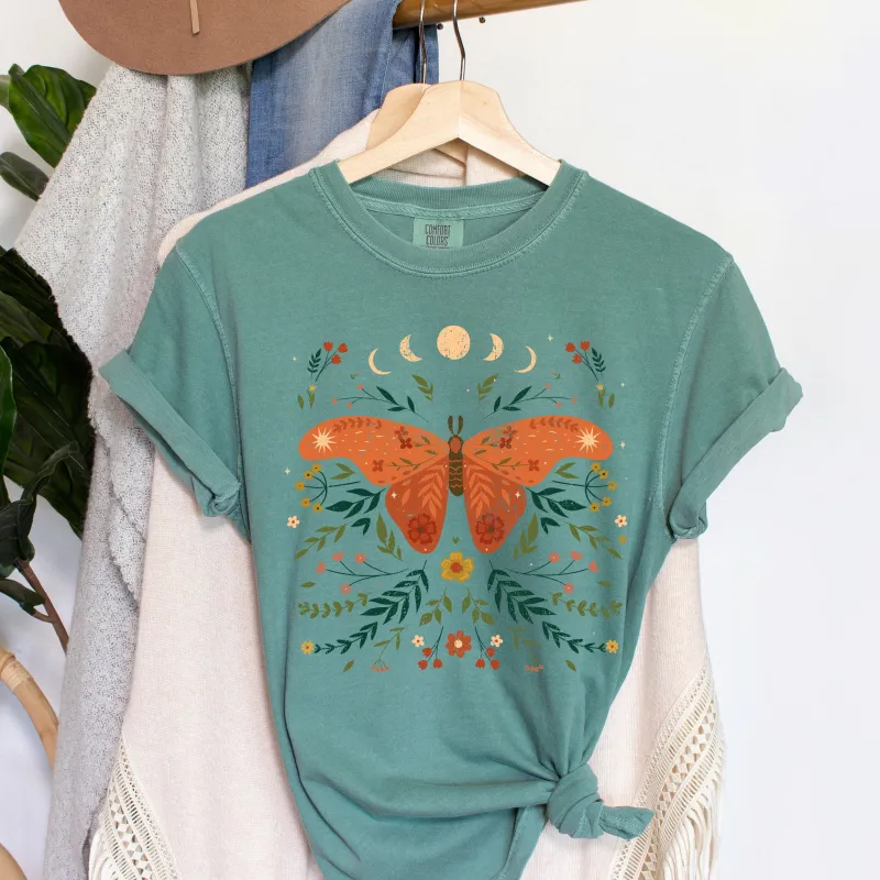 Moth Moon Phases And Ferns Celestial Comfort Colors Tshirt sold by Refinery Number One