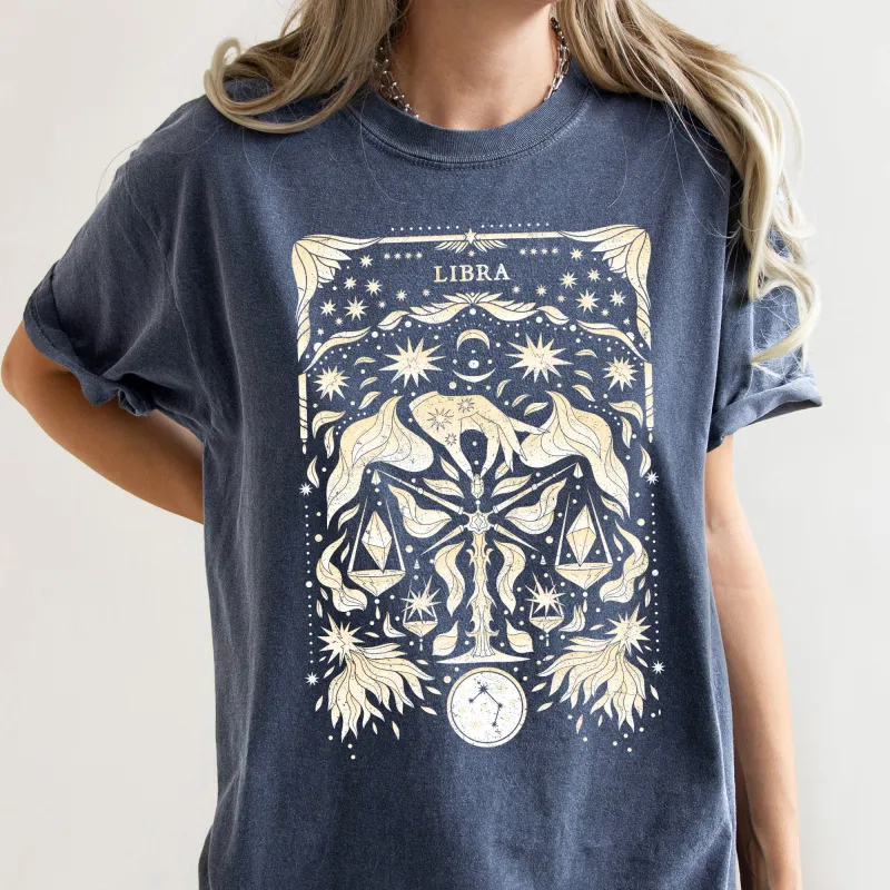 Libra Celestial Zodiac Comfort Colors Tees, Horoscope, Astrology sold by Refinery Number One