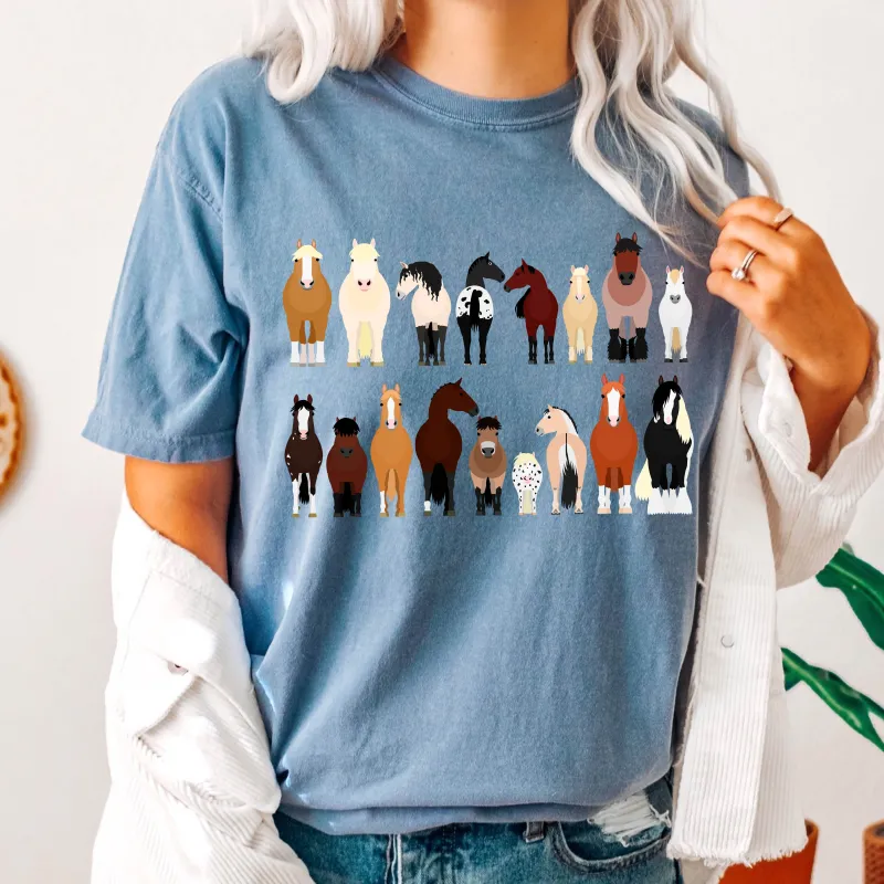 Horse Lovers Comfort Color Tees, Farm Animal Shirts, Illustration, Breeds, Pet Comfort Colors T-Shirt sold by Refinery Number One