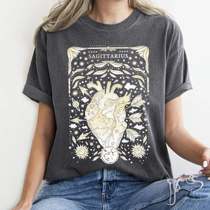 Sagittarius Celestial Zodiac Comfort Colors Tees, Horoscope, Astrology sold by Refinery Number One