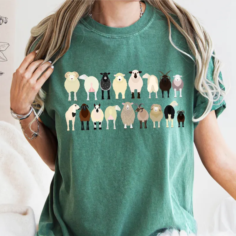 Sheep Lovers Comfort Color Tees, Farm Animal Shirts, Illustration, Breeds, Pet Comfort Colors T-Shirt sold by Refinery Number One